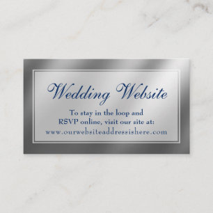Elegante Silver & Navy bruiloft website Insert Kaa Informatiekaartje