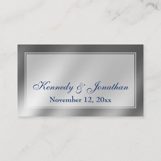 Elegante Silver & Navy bruiloft website Insert Kaa Informatiekaartje (Achterkant)