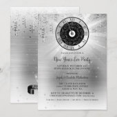 Elégante Silver New Years Eve Party Invitation (Devant / Derrière)