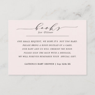 Elegante Simple Blush Pink boeken voor Baby Reques Informatiekaartje