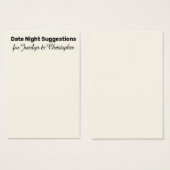 Elégante, Simple Date Night Suggestions Carte Crèm (Devant & derrière)