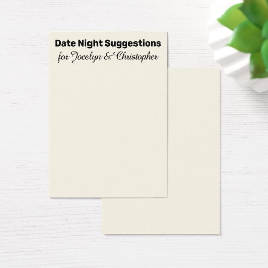 Elégante, Simple Date Night Suggestions Carte Crèm (Bureau)
