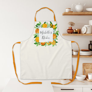Elegante Sinaasappels Vruchten en Bloemen Botanisc Schort