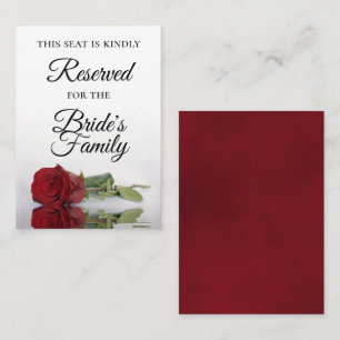 Elegante Single Red Rose Bruiloft Gereserveerd Plaatskaartje