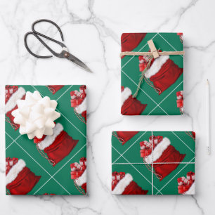 Elegante Sjabloon Christmas Pine Tree Green Gift Inpakpapier Vel