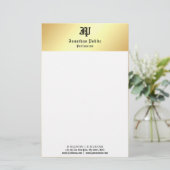 Elegante Sjabloon  Handgeschreven Goud Wit Briefpapier (Staand voorkant)