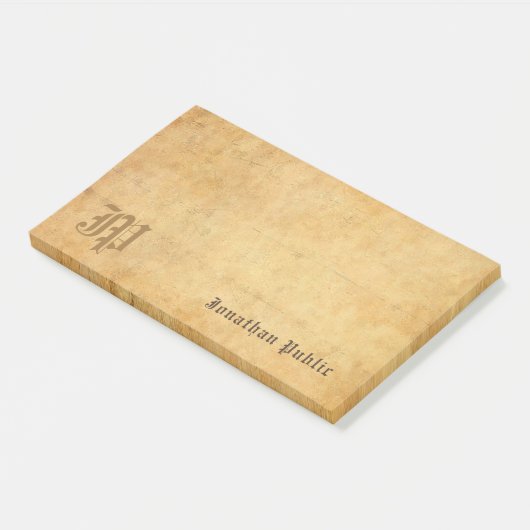 Elegante Sjabloon Handgeschreven Monogram  Post-it® Notes (Schuin)