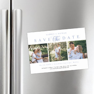 Elegante sjabloon voor 3 foto's Save The Date Magnetische Uitnodiging