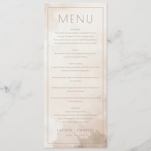 Elegante sjabloon voor Beige menu (Voorkant)