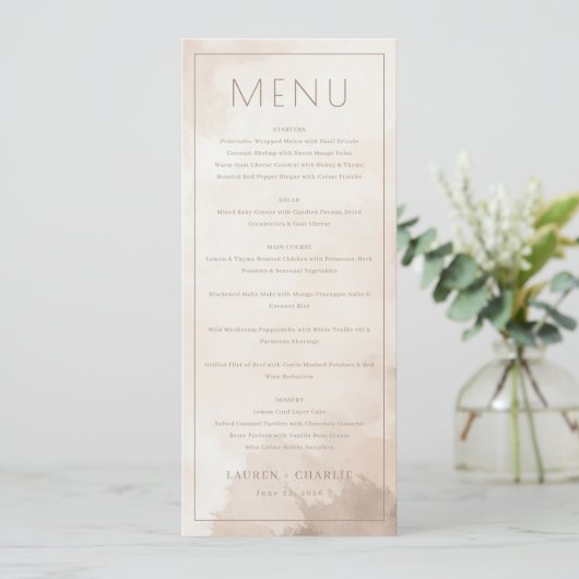 Elegante sjabloon voor Beige menu (Staand voorkant)