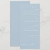 Elegante sjabloon voor blauwe menukaart (Voorkant / Achterkant)