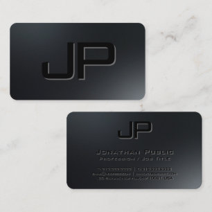 Elegante Sjabloon Zwart Monogram Premium Zijde Visitekaartje