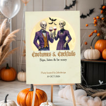 Elegante skeletkostuum cocktail Halloween-feest