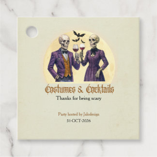 Elegante skeletkostuum cocktail Halloween-feest Bedankjes Labels