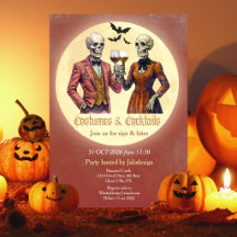 Elegante skeletkostuum cocktail Halloween-feest