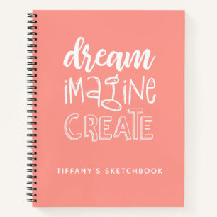 Elegante Sketchbook Coral gepersonaliseerd Notitieboek