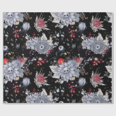 Elegante Skull Rozen Coffin Silver Black Cadeaupapier (Vlak)