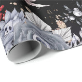 Elegante Skull Rozen Coffin Silver Black Cadeaupapier (Rol Hoek)