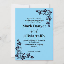Elegante Sky Blue huwelijksuitnodiging - Romantisc Kaart