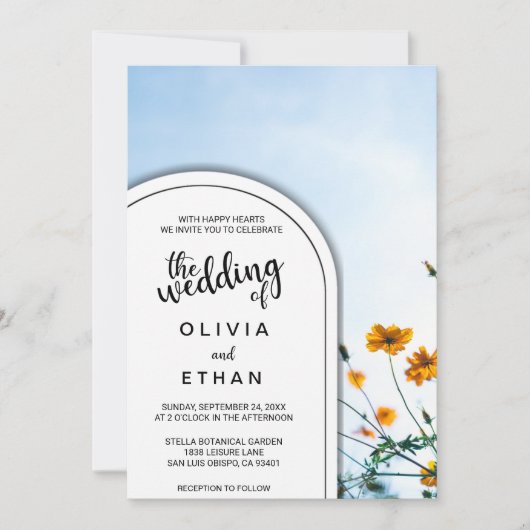 Elegante Sky Zonnebloemen Zomer Bloemen Huwelijk Kaart (Voorkant)