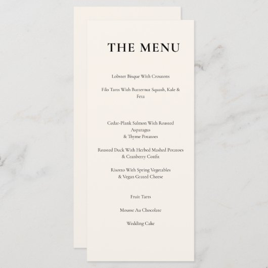 Elegante Slanke Vintage Citrus Fruit Huwelijk Menu (Voorkant / Achterkant)