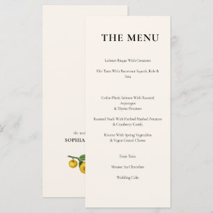 Elegante Slanke Vintage Citrus Fruit Huwelijk Menu