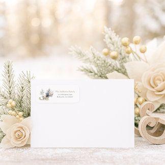 Elegante slee retouradres met winterbloemen etiket