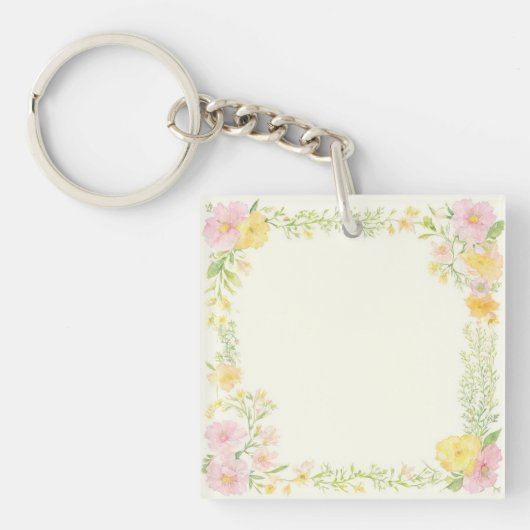Elegante Sleutelhanger met Waterverf Flor (voorkant)