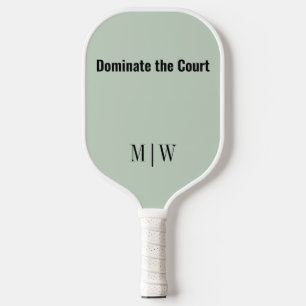 Elegante Slogan Sage Groen, Zwart   Modern monogra Pickleball Paddle