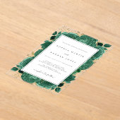 Elegante smaragd en gouden Roos Clear Wedding Acryl Uitnodigingen (Laagn)