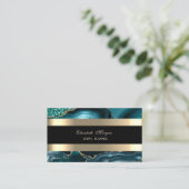 Elegante Smaragd Groen Zwart Goud Gestreept Glitte Visitekaartje (Staand voorkant)