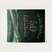 Elegante Smaragd Groene Agaat 50e Verjaardag Achte Wandkleed (Voorkant (horizontaal))