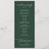 Elegante Smaragd Groene Huwelijksceremonie Programma (Achterkant)