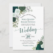 Elegante Smaragd Groene Waterverf Rozen Bruiloft Kaart (Voorkant)