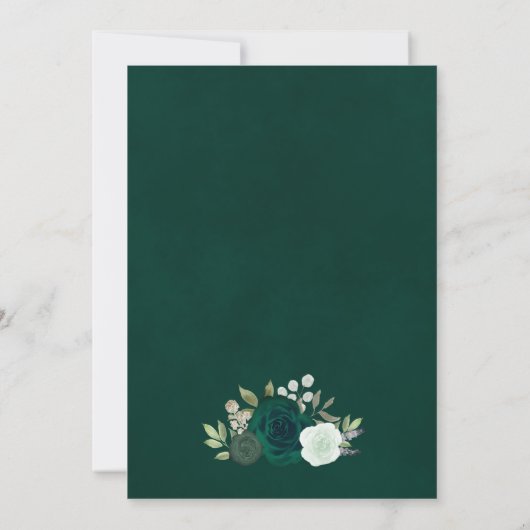 Elegante Smaragd & Salie Groene Rozen Boho Bruilof Kaart (Achterkant)
