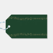 Elegante Smaragdgroene en Gouden Bladgunst Cadeaulabel (Achterkant Horizontaal)