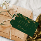 Elegante Smaragdgroene en Gouden Bladgunst Cadeaulabel
