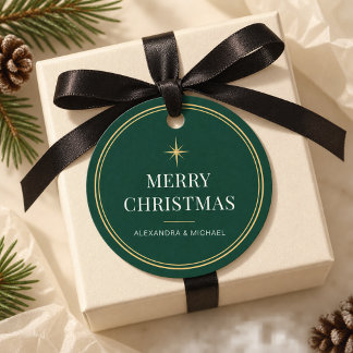 Elegante smaragdgroene en gouden Kerst  Bedankjes Labels