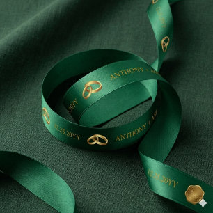 Elegante smaragdgroene gouden gepersonaliseerde na lint