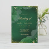 Elegante Smaragdgroene Gouden Marmeren Bruiloft Kaart (Staand voorkant)