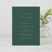 Elegante smaragdgroene gouden minimalistische brui kaart (Staand voorkant)