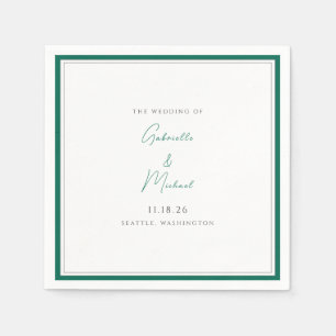 Elegante smaragdgroene huwelijkscript servetten