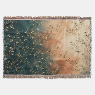Elegante Smaragdgroene Teal & Roestig Goud Botanis Deken