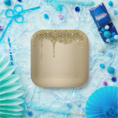 Elegante smeltende gouden glitterglans papieren bordje (Feest)