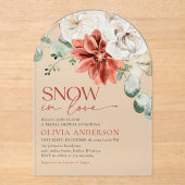 Elegante Sneeuw in Liefde Winter Rood Vrijgezellen Acryl Uitnodigingen (Voorkant)