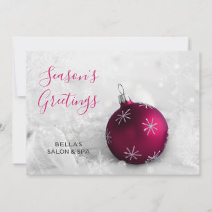 Elegante Sneeuw Scene Roze Ornament Bedrijf Feestdagenkaart