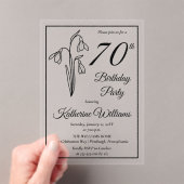 Elegante sneeuwklokjes 70ste verjaardagsfeestje acryl uitnodigingen (Insitu (Draagbaar))