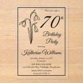Elegante sneeuwklokjes 70ste verjaardagsfeestje acryl uitnodigingen (Voorkant)