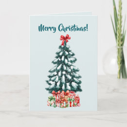 Elegante Sneeuwrijke Kerstboom Mintgroen Kaart