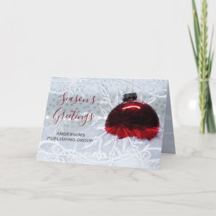Elegante Sneeuwscène Rode Ornament Bedrijfs Vakant Feestdagen Kaart